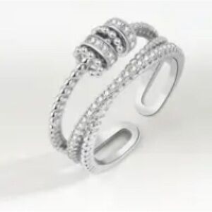 ✨new Sterling Silver Anti Anxiety Fidget Spinner Ring